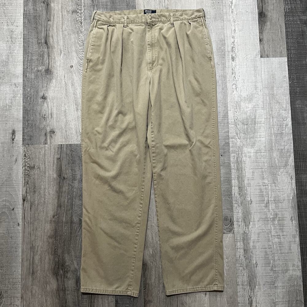 VTG Polo Ralph Lauren Chino Pants Preppy USA Baggy Skate Preppy Pleated Loose 37